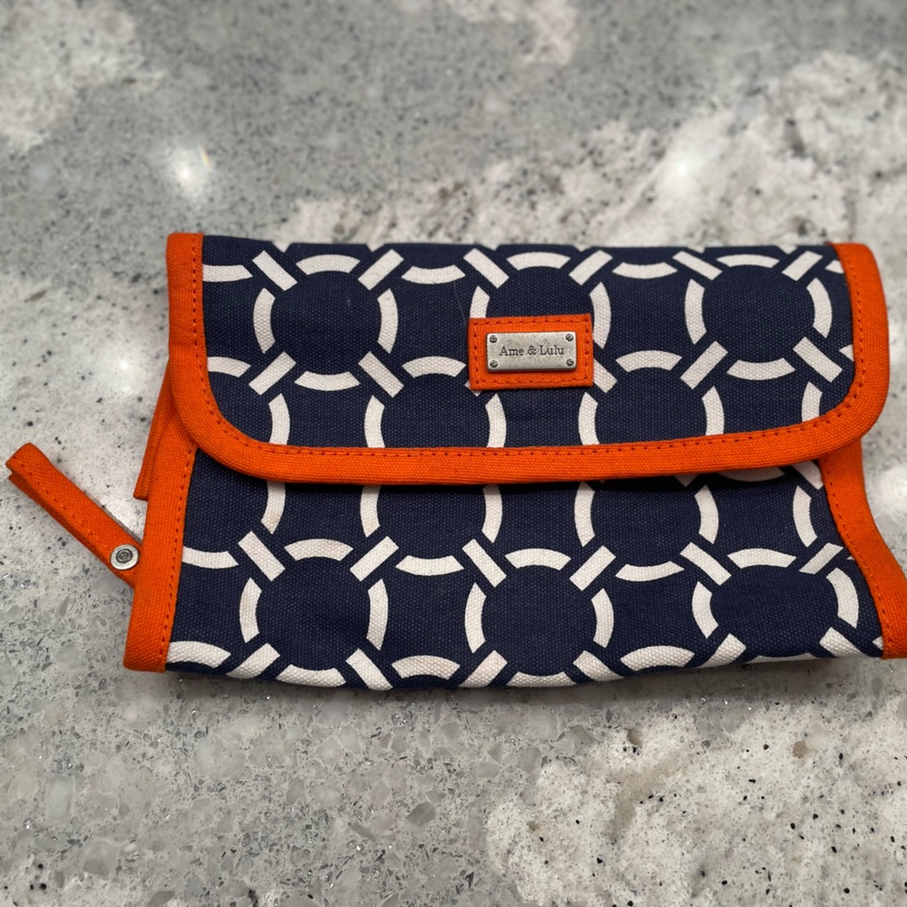 Ame & Lulu Travel Jewelry Organizer - navy / white / orange